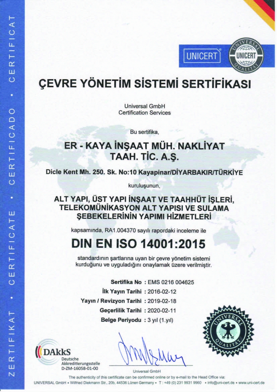 Çevre Yönetim Sistem Serfikası