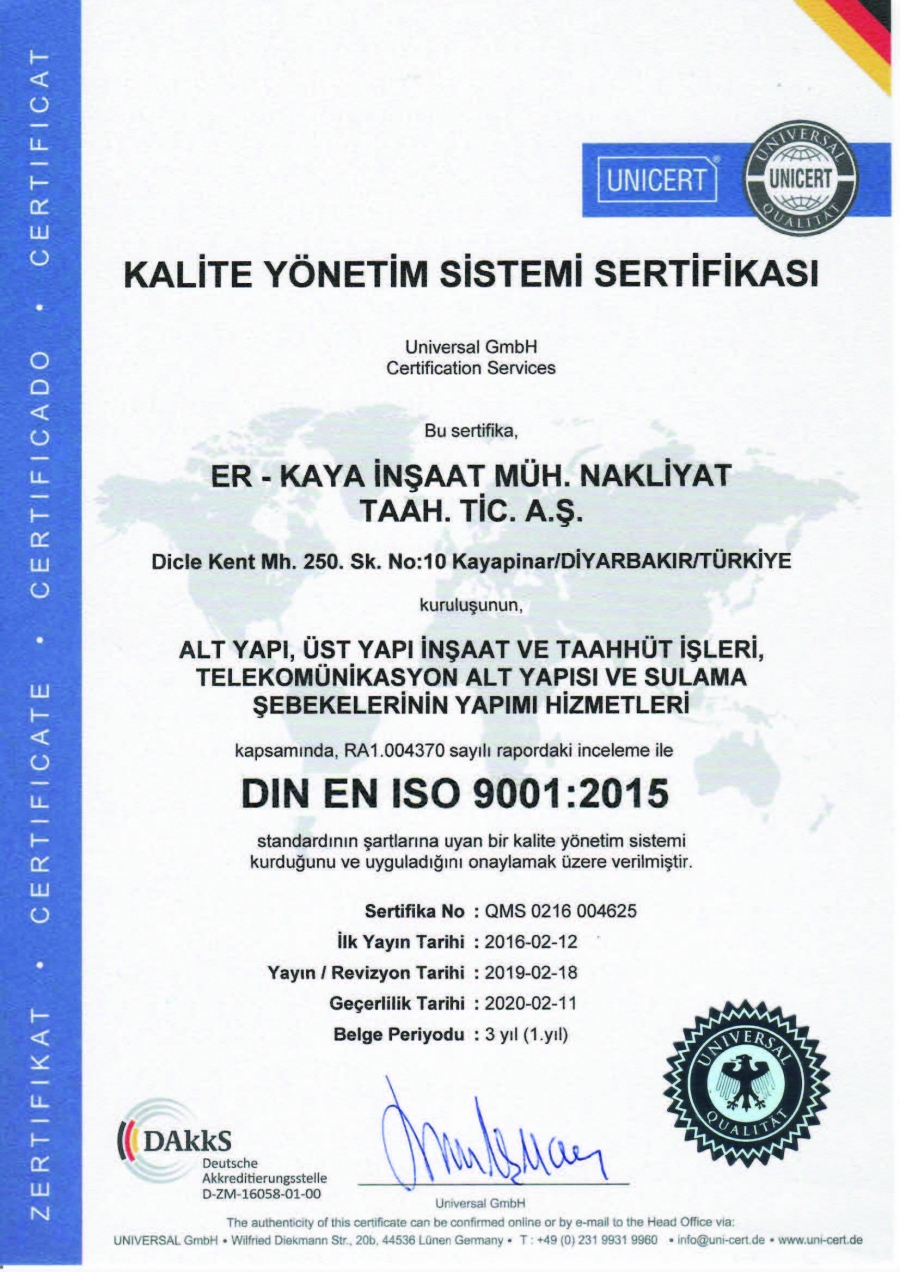 Kalite Yönetim Sistemi Sertifikası